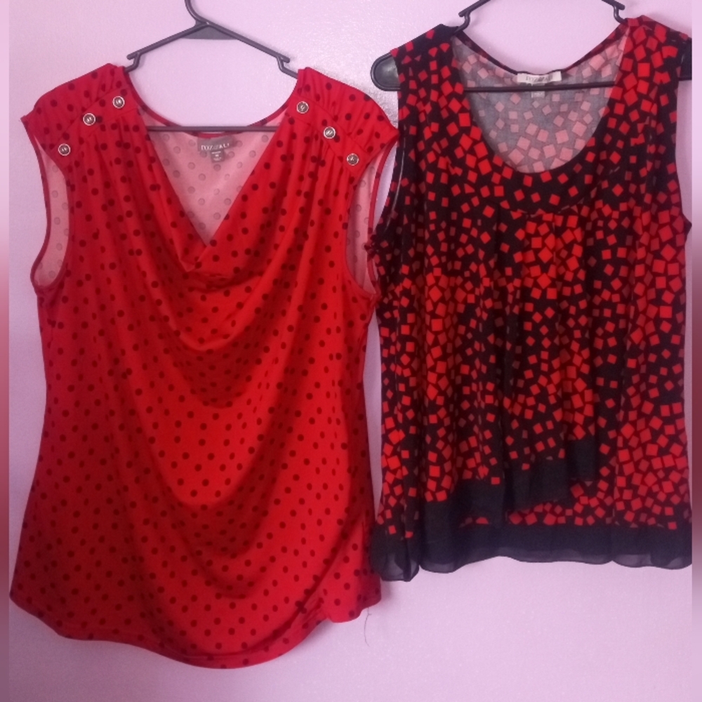 Roz Ali Red/Black & Rachel Zoe Tank Tops Size 1X Sleeveless Blouse Bundle
